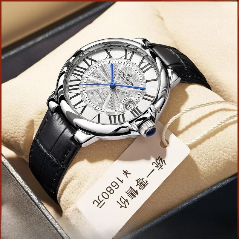 Stainless Steel New Genuine Leather Luminous Waterproof Self-Wind Automatic Mechanical Watch for Men
Stainless Steel New Genuine Leather Luminous Waterproof Self-Wind Automatic Mechanical Watch for Men