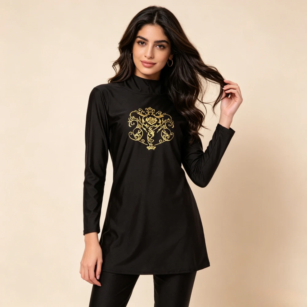 2026 Women 3PCS Ornate Print Burkini Swimwear Spliced Color Long Sleeve Tunic Top Full Length Pants Muslim Bathing Suit 3 Colors
2026 Women 3PCS Ornate Print Burkini Swimwear Spliced Color Long Sleeve Tunic Top Full Length Pants Muslim Bathing Suit 3 Colors