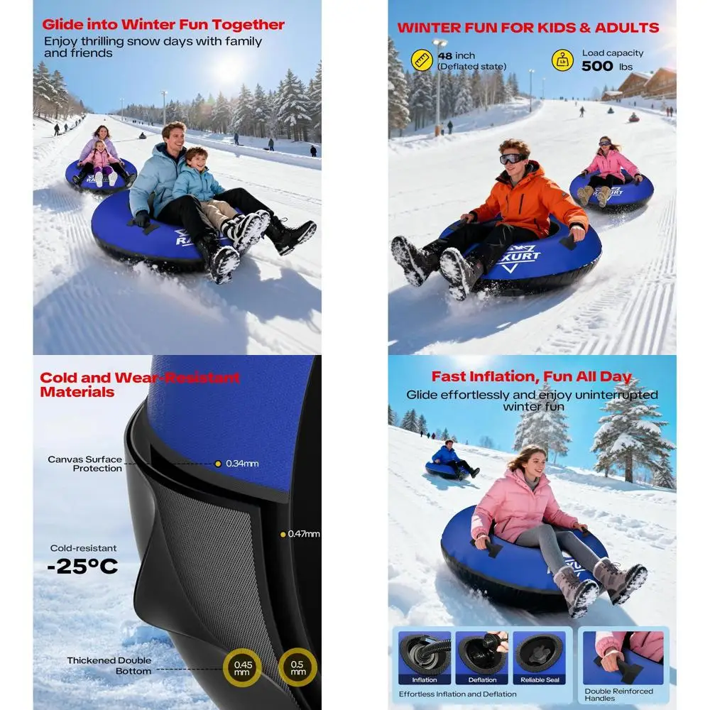 Durable Snow Tube with Canvas Cover, Inflatable Sled for All Ages, Thickened Base and Pull Ring for Winter Fun
Durable Snow Tube with Canvas Cover, Inflatable Sled for All Ages, Thickened Base and Pull Ring for Winter Fun