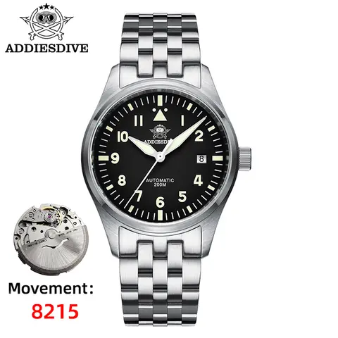 ADDIESDIVE Watches For Men Luxury Business Leisure Automatic Mechanical Men's Watch Fluorescent Waterproof 8215 316L Stainless