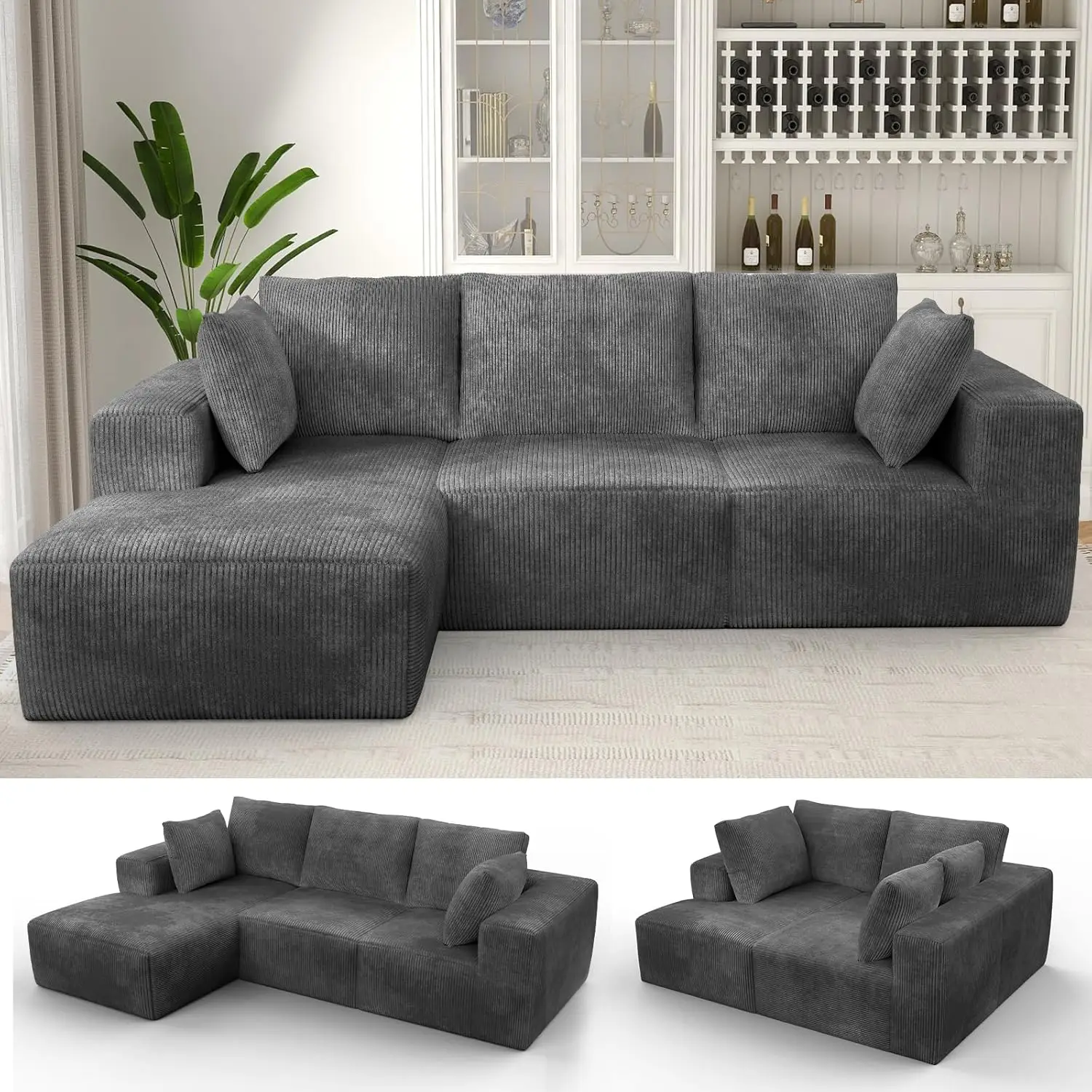 106”Cloud Modular Sectional Sofa, L Shaped Couch With Double Lounge Chaise & Deep Seat, No Assembly Required, Comfy Modern
106”Cloud Modular Sectional Sofa, L Shaped Couch With Double Lounge Chaise & Deep Seat, No Assembly Required, Comfy Modern