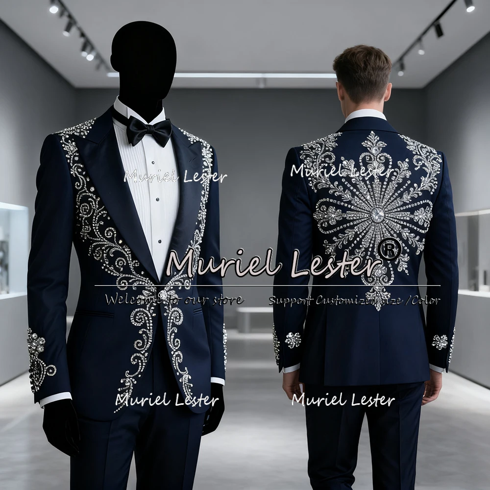 Exclusive Design Suits Men 2 Pieces Sets Brilliant Beaded Stones Groom Wedding Tuxedos Customized Man Business Blazers Outfits
Exclusive Design Suits Men 2 Pieces Sets Brilliant Beaded Stones Groom Wedding Tuxedos Customized Man Business Blazers Outfits