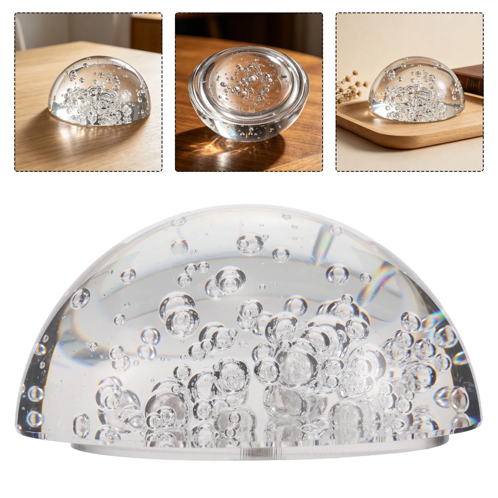 Semicircle Crystal Decoration Clear Sphere Display Sculpture Bubble Ball Paperweight Globe For Desk Half Lens Solid Ornaments
Semicircle Crystal Decoration Clear Sphere Display Sculpture Bubble Ball Paperweight Globe For Desk Half Lens Solid Ornaments