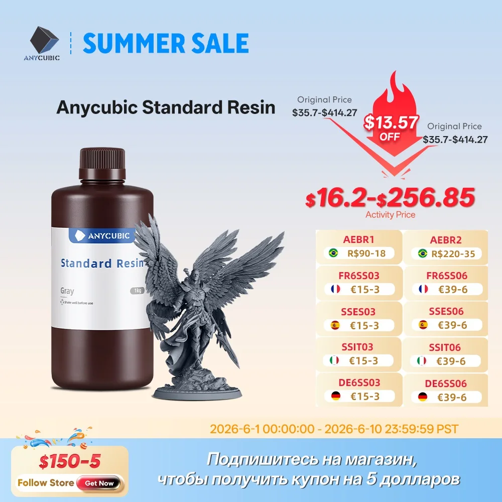 ANYCUBIC Standard Resin 3D Printer High Precision 405nm UV Curing Resin LCD 3D Printing UV Resin Materials For Photon Mono
ANYCUBIC Standard Resin 3D Printer High Precision 405nm UV Curing Resin LCD 3D Printing UV Resin Materials For Photon Mono