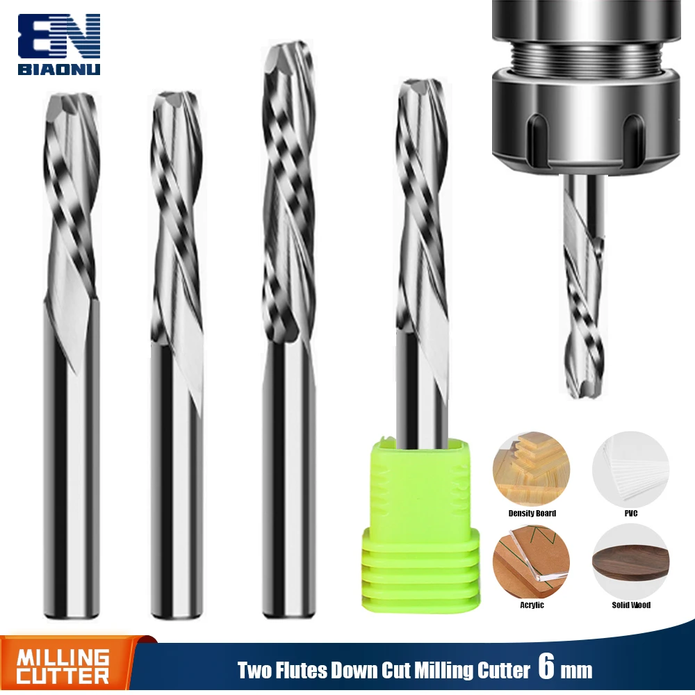 Biaonu 1Pcs 2 Flutes Left Spiral Milling Cutter CNC Router Bits 6mm SHK Wood End Mill Solid Carbide Woodworking Milling Tools
Biaonu 1Pcs 2 Flutes Left Spiral Milling Cutter CNC Router Bits 6mm SHK Wood End Mill Solid Carbide Woodworking Milling Tools 