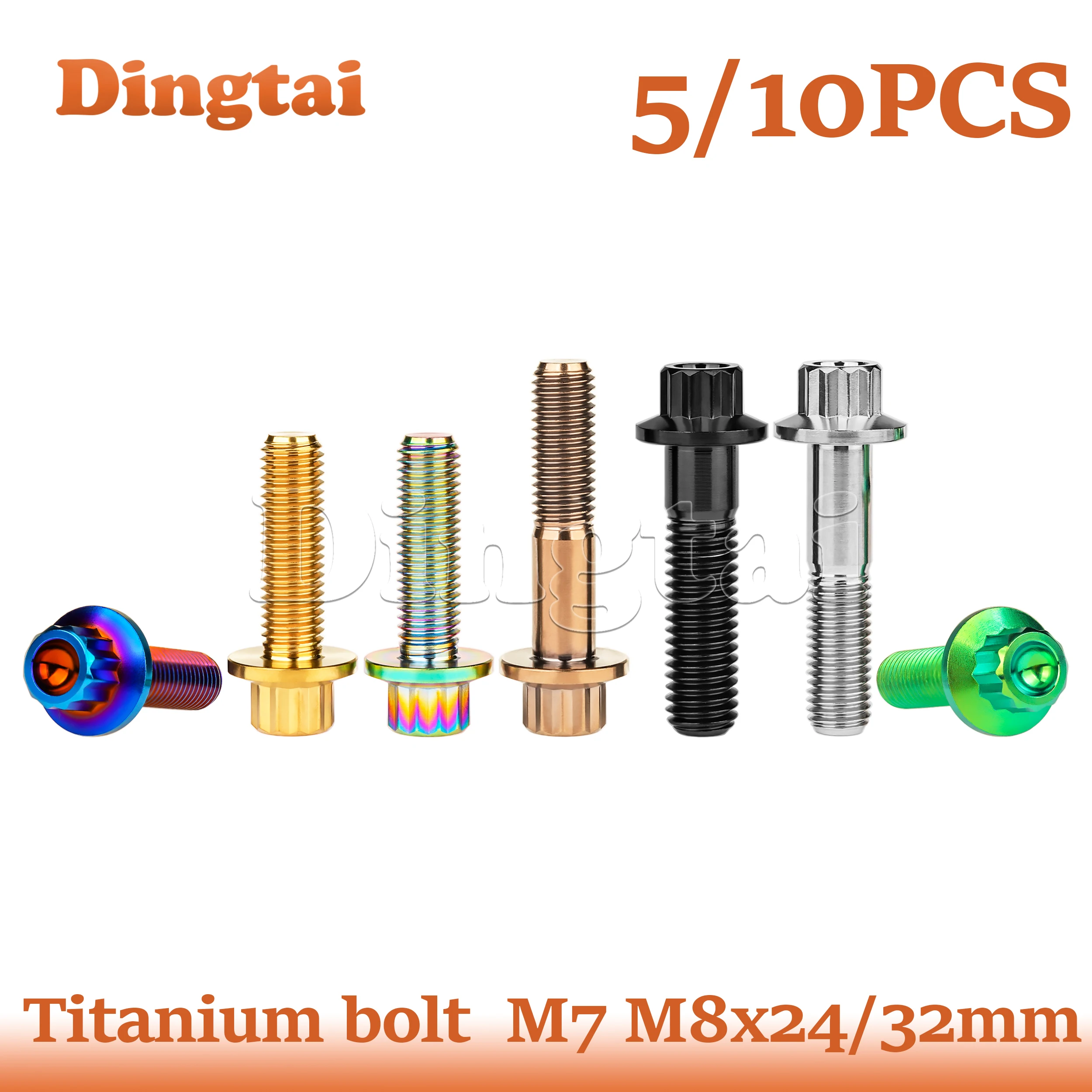 Dingtai Titanium Bolt 5/10PCS M7/M8 x 24/32mm Grade5 Titanium Forged Screws 12 Tooth Profile Flange Head Tamper Proof Torx
Dingtai Titanium Bolt 5/10PCS M7/M8 x 24/32mm Grade5 Titanium Forged Screws 12 Tooth Profile Flange Head Tamper Proof Torx