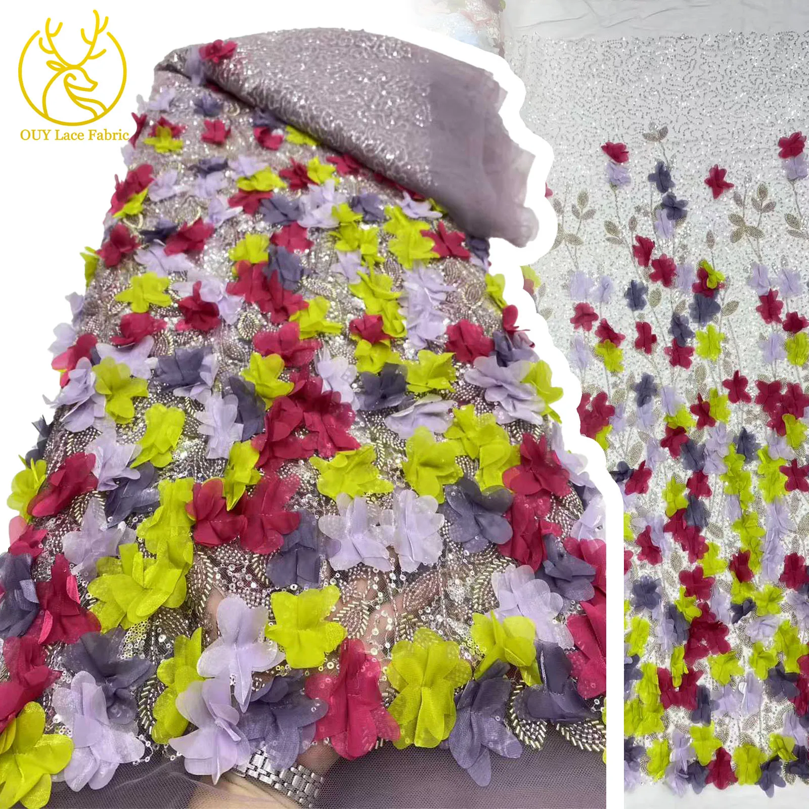 Elegant 3D Applique African Beaded Sequin Lace Fabric Luxury Bridal Wedding Dress 2025 High Quality French Mesh Tulle Lace
Elegant 3D Applique African Beaded Sequin Lace Fabric Luxury Bridal Wedding Dress 2025 High Quality French Mesh Tulle Lace