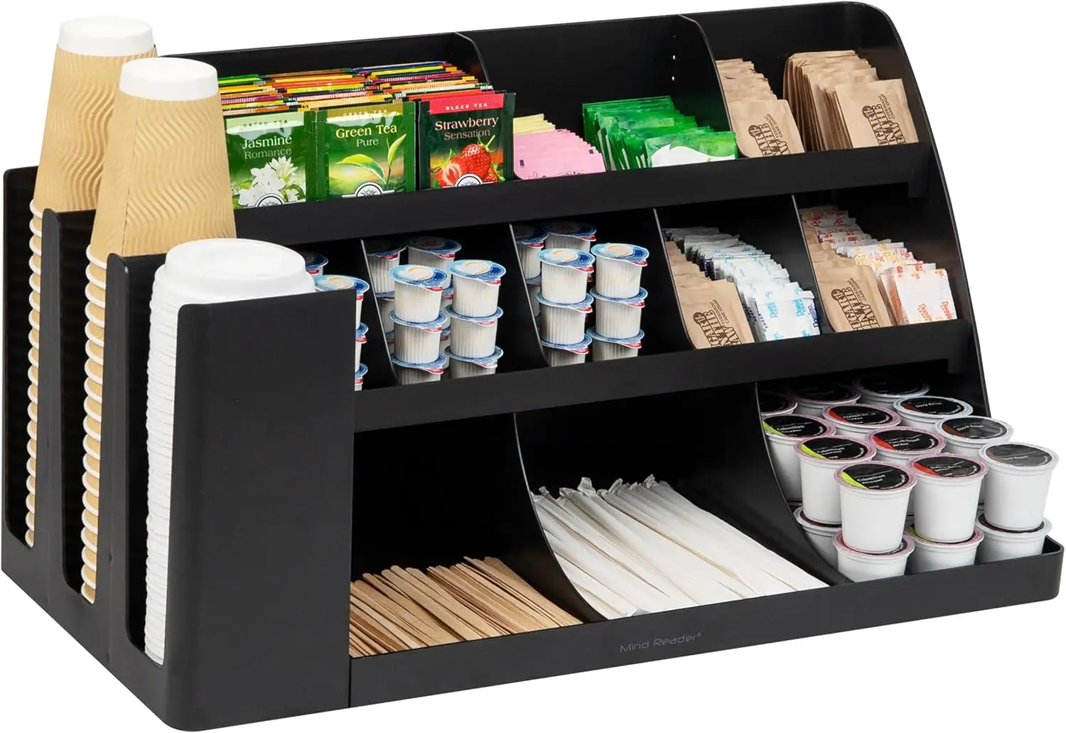 Large Cup and Condiment Organizer, Countertop Storage for Coffee Bar, Kitchen, Office, Black
Large Cup and Condiment Organizer, Countertop Storage for Coffee Bar, Kitchen, Office, Black