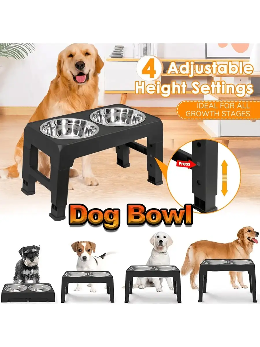 1pc Adjustable Elevated Dog Bowls, Durable Plastic & Stainless Steel Material, Raised Pet Feeding Station; Practical Pet Care St
1pc Adjustable Elevated Dog Bowls, Durable Plastic & Stainless Steel Material, Raised Pet Feeding Station; Practical Pet Care St