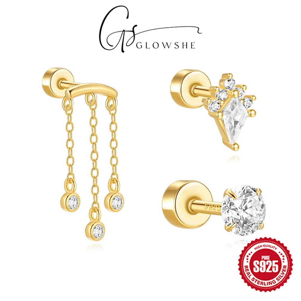 Glowshe 925 Sterling Silver Zircon Tassel Cartilage Piercing Stud Earrings 1PCS Designer Fine Jewelry Neutral Charm Accessories
Glowshe 925 Sterling Silver Zircon Tassel Cartilage Piercing Stud Earrings 1PCS Designer Fine Jewelry Neutral Charm Accessories