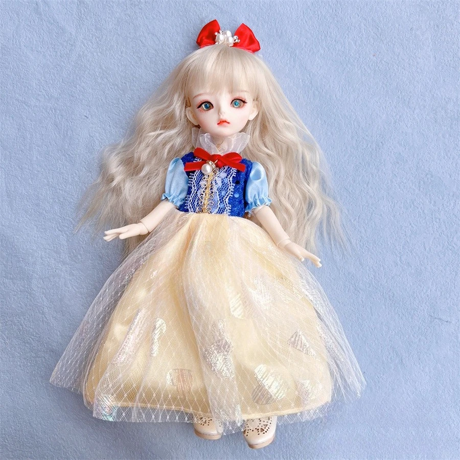 Белоснежка, одежда принцессы, платье 6 очков, кукла BJD, фатиновое желтое платье, комплект головных уборов с красным бантом, 30 см, куклы, подарок на день рождения для друга
Белоснежка, одежда принцессы, платье 6 очков, кукла BJD, фатиновое желтое платье, комплект головных уборов с красным бантом, 30 см, куклы, подарок на день рождения для друга