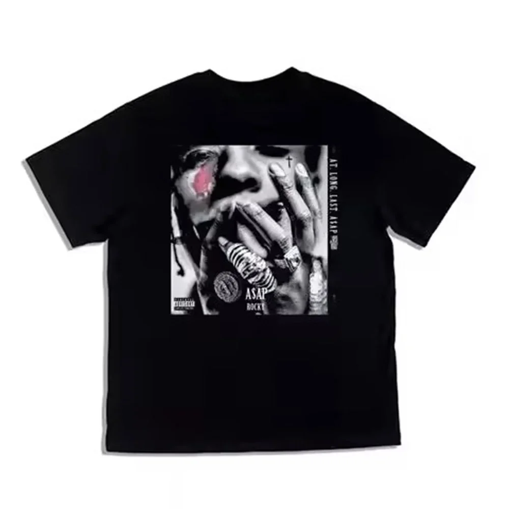 Hip-hop Artist Asap Rocky Rapping Theme Is Suitable for Both Men and Women Featuring A Round Neck and Printed Short-sleeved Top
Hip-hop Artist Asap Rocky Rapping Theme Is Suitable for Both Men and Women Featuring A Round Neck and Printed Short-sleeved Top