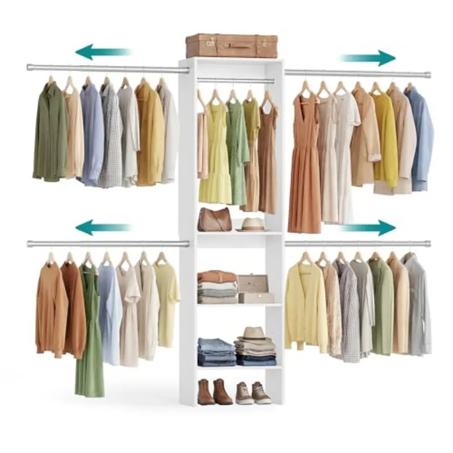 Closet System, Customizable Walk-In Closet Organizer System with Adjustable Hanging Rods and Storage Shelves, White, Fits Space
Closet System, Customizable Walk-In Closet Organizer System with Adjustable Hanging Rods and Storage Shelves, White, Fits Space