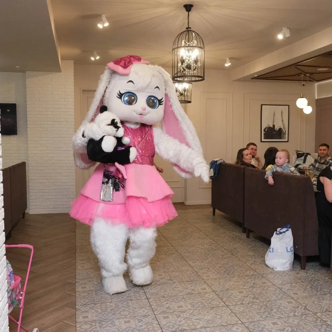 White Rabbit Bunny Mascot Costume Pink Dress Attractive Cartoon Outfit for Carnival Birthday Parties
White Rabbit Bunny Mascot Costume Pink Dress Attractive Cartoon Outfit for Carnival Birthday Parties