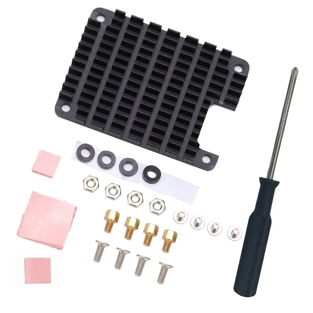 Aluminum For CM4 Heatsink with Thermal Tapes with Installation Tool Aluminum Alloy Heatsink Reserved Hole Design
Aluminum For CM4 Heatsink with Thermal Tapes with Installation Tool Aluminum Alloy Heatsink Reserved Hole Design