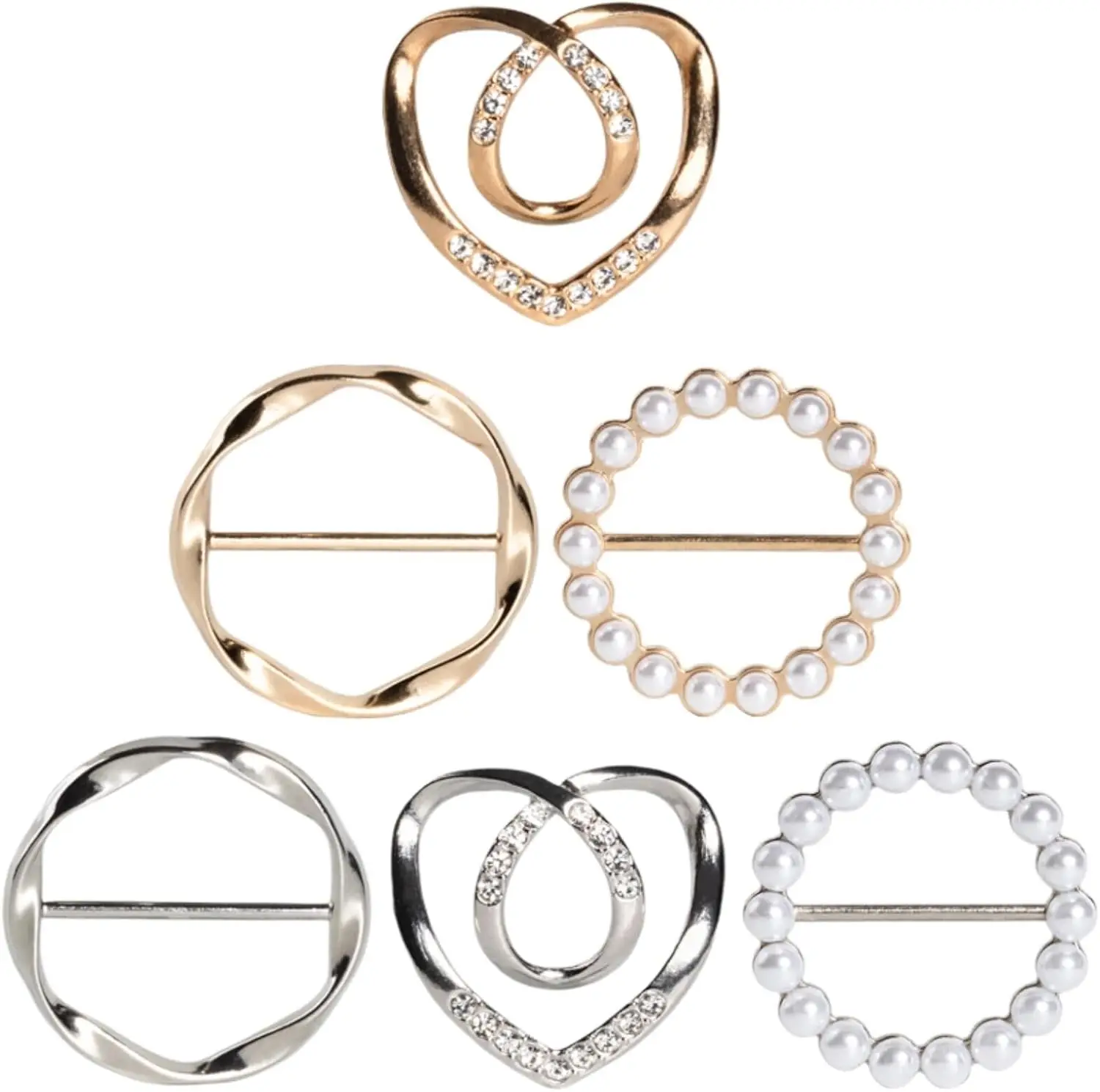 Scarf Ring and Slides for Scarves, T-Shirt Clips for Women, Waist Cinch Clip Buckle, 3 Sizes, Gold/Silver, 6Pcs
Scarf Ring and Slides for Scarves, T-Shirt Clips for Women, Waist Cinch Clip Buckle, 3 Sizes, Gold/Silver, 6Pcs