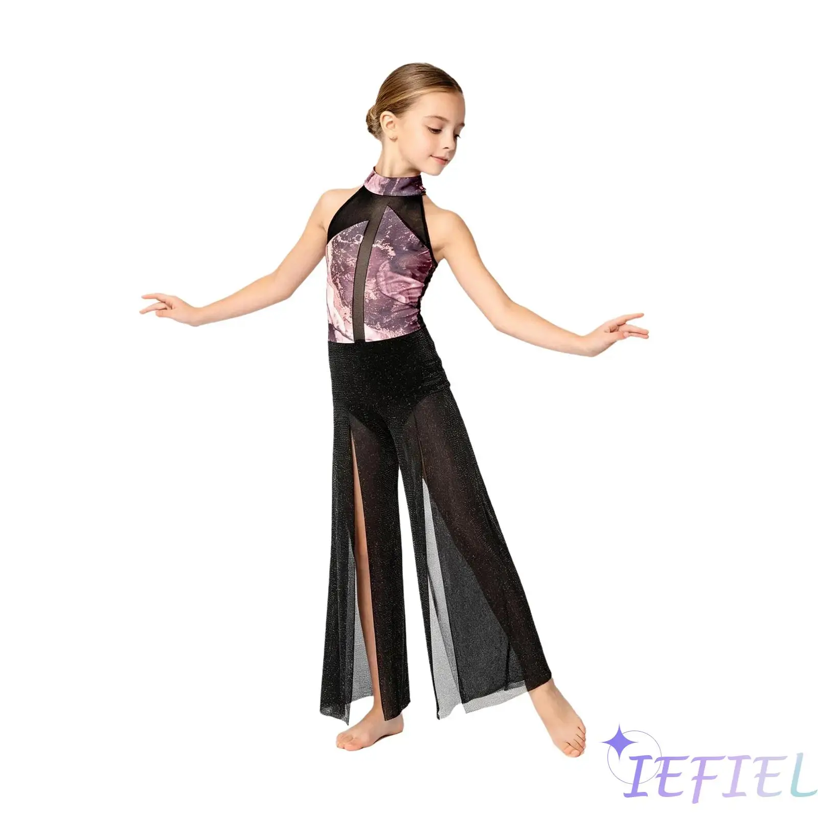 Girls Lyrical Dance Gymnastics Jumpsuit Sleeveless Printed Patchwork Split Pants with Built In Briefs Leotard Ballet Costume
Girls Lyrical Dance Gymnastics Jumpsuit Sleeveless Printed Patchwork Split Pants with Built In Briefs Leotard Ballet Costume