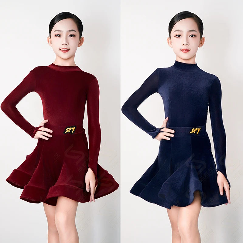 Kids Latin Dance Professional Competition Clothing Velvet Long Sleeves Fishbone Dress Girls Chacha Rumba Perform Dress DNV25222
Kids Latin Dance Professional Competition Clothing Velvet Long Sleeves Fishbone Dress Girls Chacha Rumba Perform Dress DNV25222