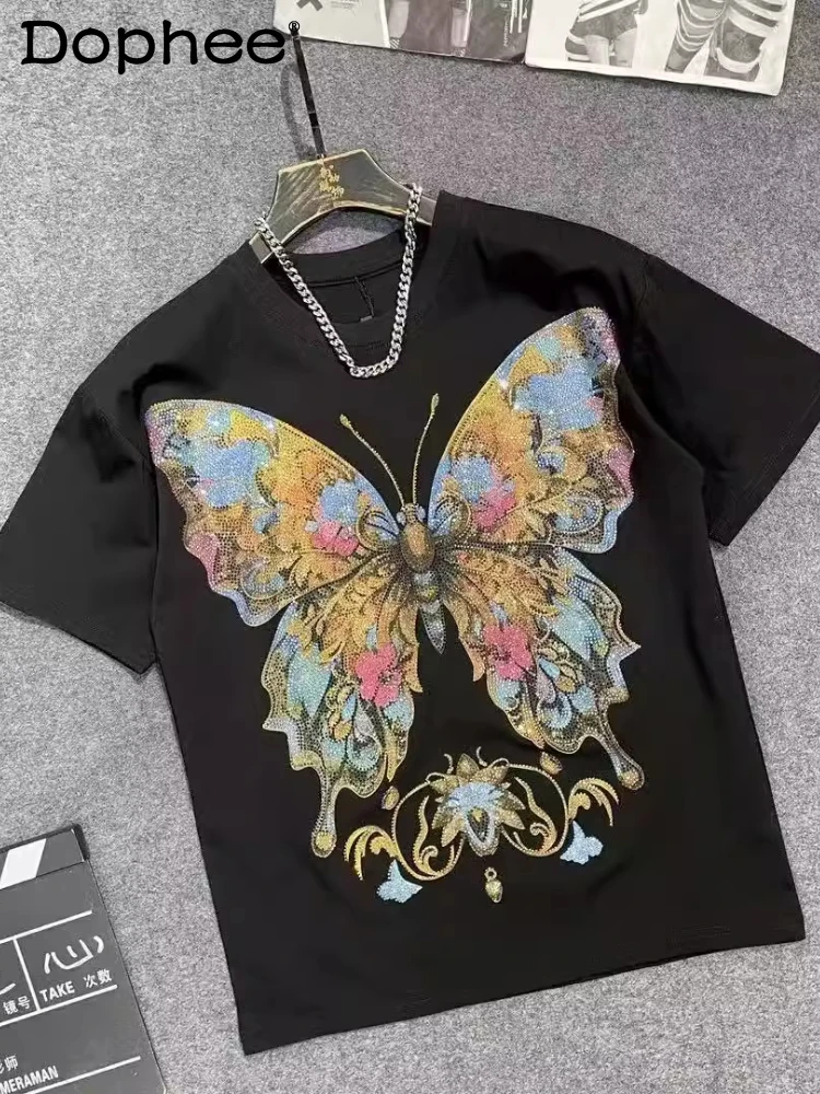 2025 Spring and Summer Personality Animal Butterfly Trend Hot Diamond Short-sleeve T-shirt Men's Over Size Loose Half-sleeve Top
2025 Spring and Summer Personality Animal Butterfly Trend Hot Diamond Short-sleeve T-shirt Men's Over Size Loose Half-sleeve Top