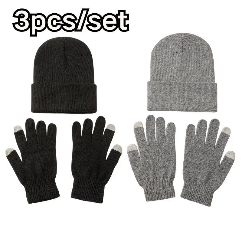 3PCS/set Autumn Winter Warm Knitted Hat Set, Hat+Gloves Unisex Windproof Solid Color Beanies Five Finger Knitted Gloves Cap
3PCS/set Autumn Winter Warm Knitted Hat Set, Hat+Gloves Unisex Windproof Solid Color Beanies Five Finger Knitted Gloves Cap