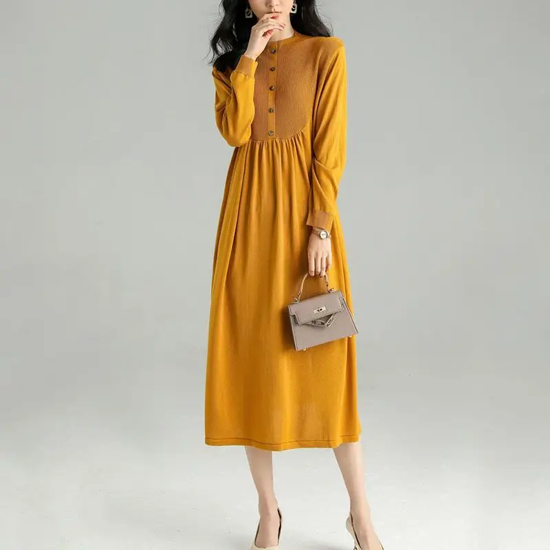 Oversize Long Loose Women Knitting Dress 2023 New Fashion O-neck Button Pullover Patchwork Folds Female Sweater Dresses
Oversize Long Loose Women Knitting Dress 2023 New Fashion O-neck Button Pullover Patchwork Folds Female Sweater Dresses