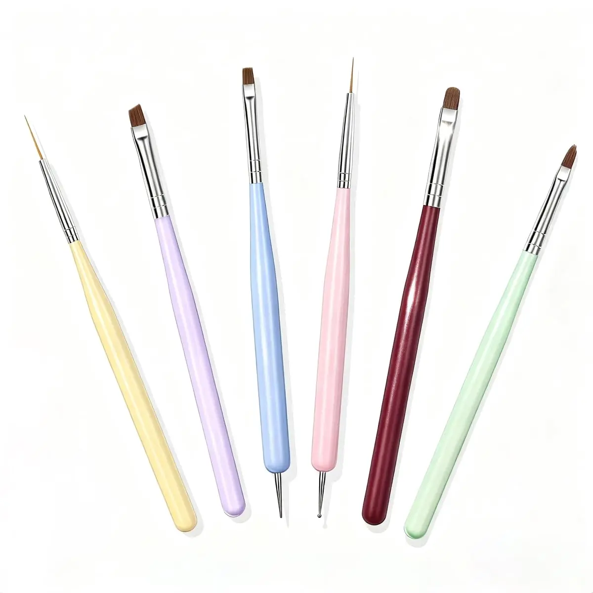 6PCS Nail Art Brush Set: Liner, Detailer, Dotting & Builder Gel Brush for DIY Designs
6PCS Nail Art Brush Set: Liner, Detailer, Dotting & Builder Gel Brush for DIY Designs