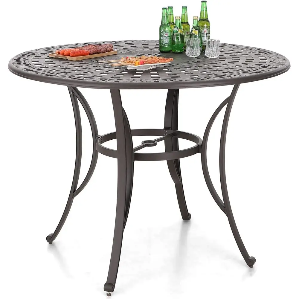Round Aluminum Patio Bar Height Table, Outdoor Tall Bistro Pub Table with 2.2 Umbrella Hole, Bronze
Round Aluminum Patio Bar Height Table, Outdoor Tall Bistro Pub Table with 2.2 Umbrella Hole, Bronze