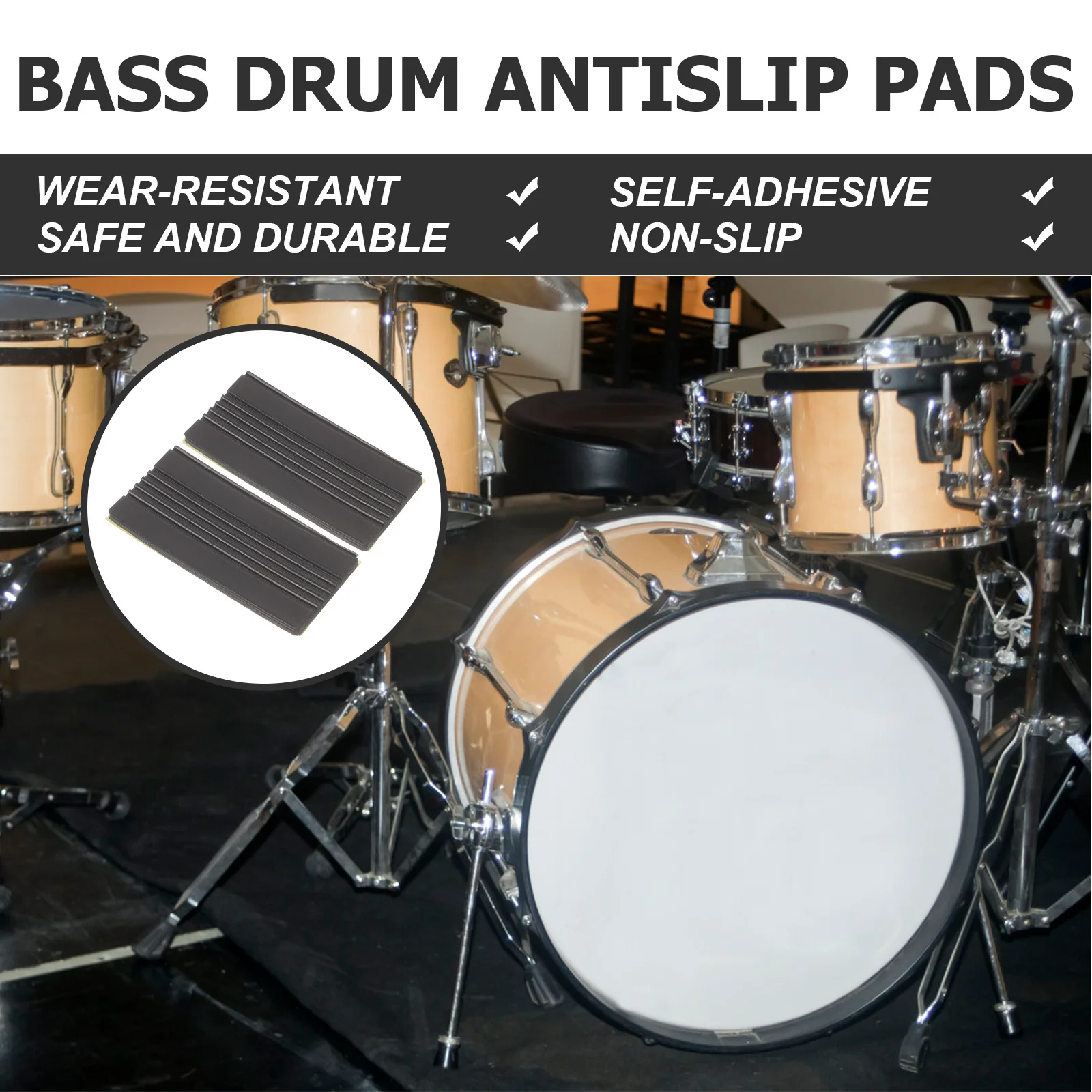 2Pcs Drum Pedal Guards Pads Rubber Mat Antiskid Protection for Bass Drum Hoop Replacements Instrument Accessory