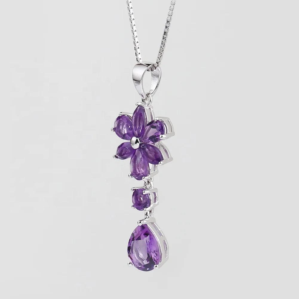 925 Sterling Silver Flower Shape Fashion Pendants Jewelry Natural Amethyst Gemstone Necklace Pendant For Women
925 Sterling Silver Flower Shape Fashion Pendants Jewelry Natural Amethyst Gemstone Necklace Pendant For Women