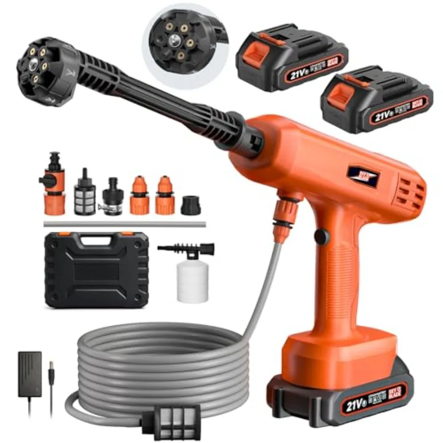Cordless Pressure Washer Portable Battery Power Washer Electric Car Pressure Washer Handheld with 6-in-1 Nozzle 3000mah Battery
Cordless Pressure Washer Portable Battery Power Washer Electric Car Pressure Washer Handheld with 6-in-1 Nozzle 3000mah Battery