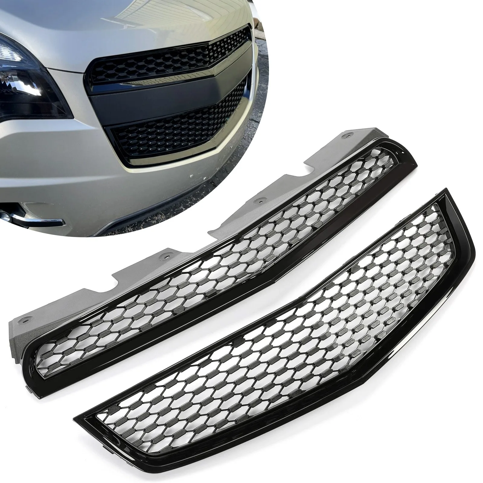 Передняя верхняя и нижняя решетка бампера в стиле Honeycomb для Chevrolet Equinox 2010-2015
Передняя верхняя и нижняя решетка бампера в стиле Honeycomb для Chevrolet Equinox 2010-2015