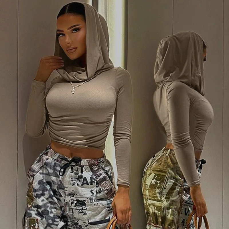 Autumn Women Hooded Slim T-Shirt Y2k Long Sleeve Solid Crop Tops Fashion Sporty Basics Tees Dune Wasteland Style Streetwear
Autumn Women Hooded Slim T-Shirt Y2k Long Sleeve Solid Crop Tops Fashion Sporty Basics Tees Dune Wasteland Style Streetwear