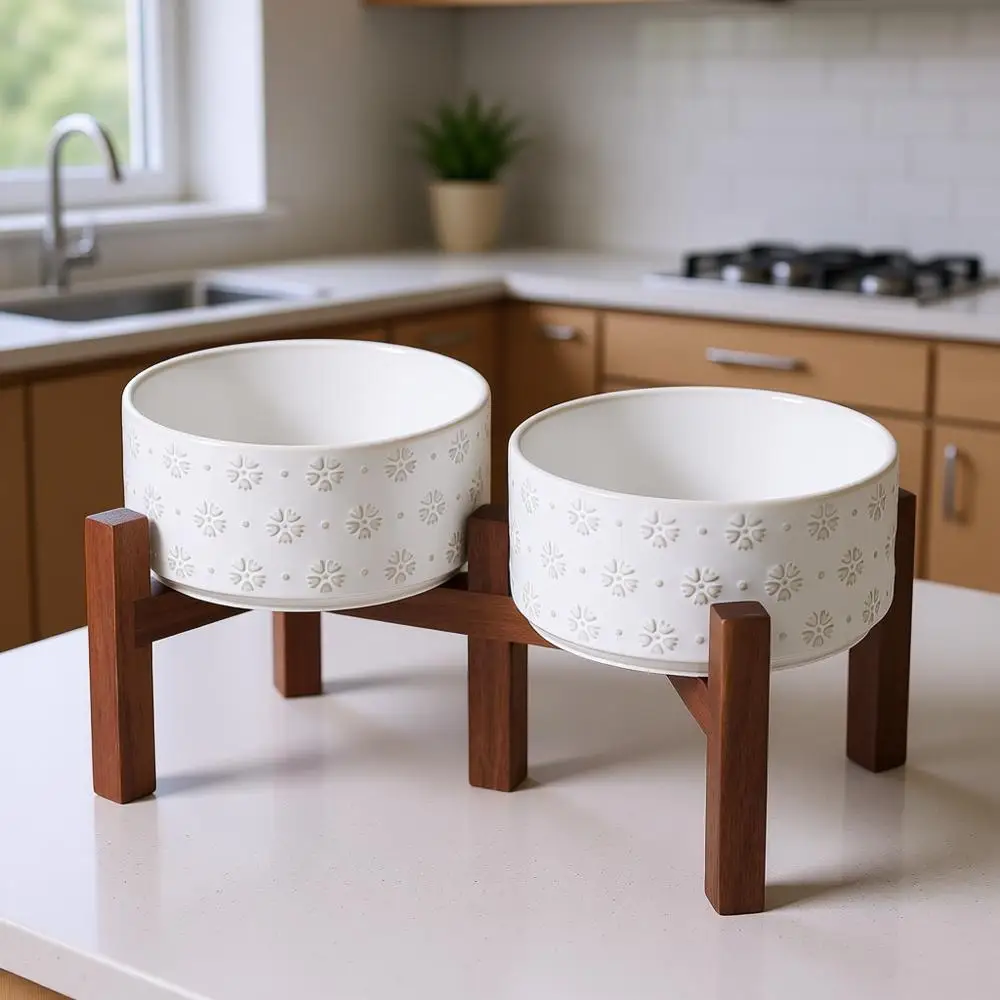 6.1inch Raised Double Bowls Set with Acacia Wood Stand, 2 Heights Elevated, Food & Water Bowls for Small Breed Dogs, Weighted Do
6.1inch Raised Double Bowls Set with Acacia Wood Stand, 2 Heights Elevated, Food & Water Bowls for Small Breed Dogs, Weighted Do