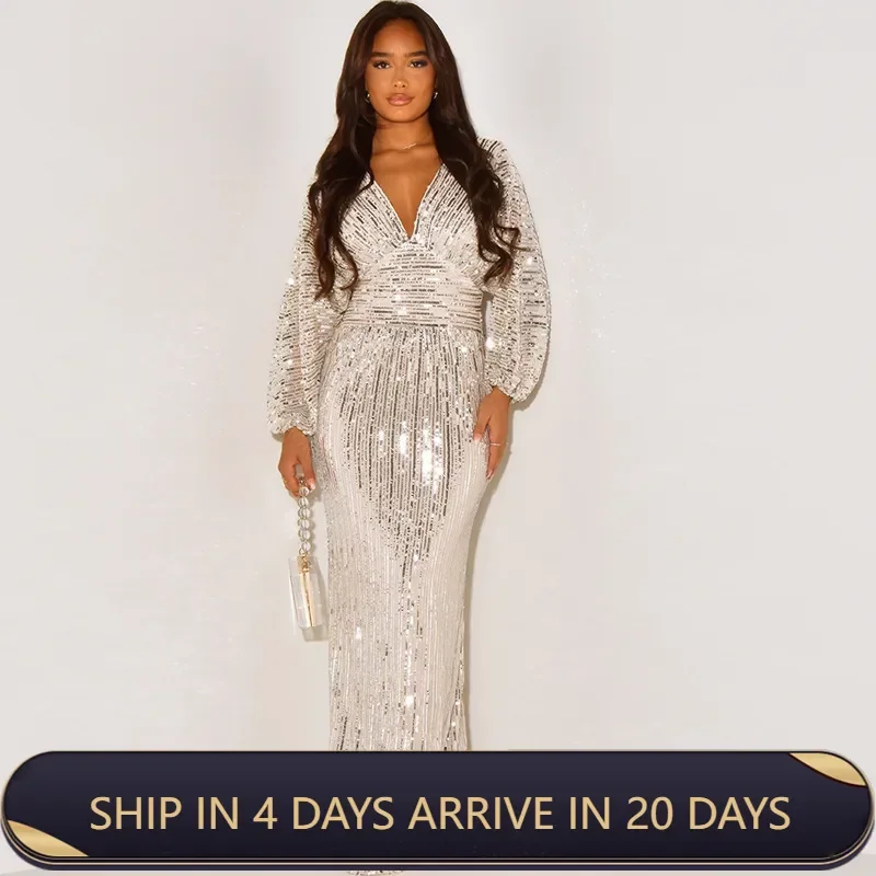 Women's Sequin Dress V Neck Long Sleeve Evening Gown For Party Fashionable And Trendy Women's Clothing
Women's Sequin Dress V Neck Long Sleeve Evening Gown For Party Fashionable And Trendy Women's Clothing