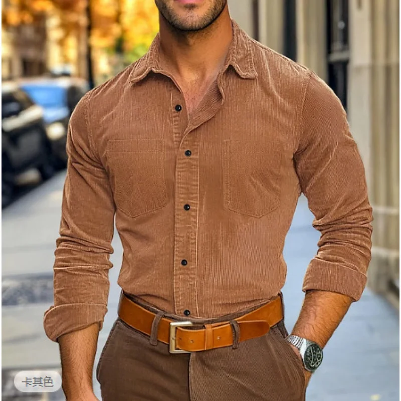 Men's Button Casual Shirt Corduroy Shirt Long Sleeve Solid Color Polo Collar Daily Vacation Pocket Fashion and Comfortable
Men's Button Casual Shirt Corduroy Shirt Long Sleeve Solid Color Polo Collar Daily Vacation Pocket Fashion and Comfortable