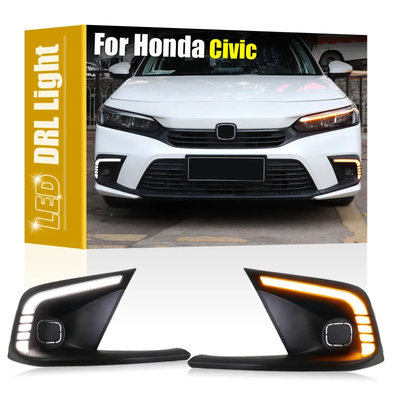 2Pcs 2-in-1 Front Bumper Fog Lamp Cover LED DRL White Daytime Running Light Amber Turn Signal For Honda Civic 2021 2022
2Pcs 2-in-1 Front Bumper Fog Lamp Cover LED DRL White Daytime Running Light Amber Turn Signal For Honda Civic 2021 2022