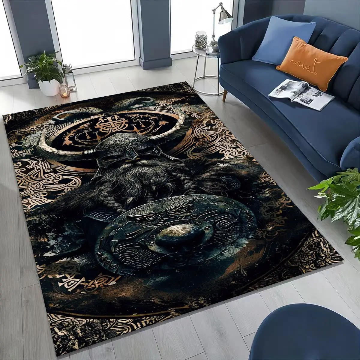 Nordic Viking Warrior Symbol Valhalla Valknut Rune Moto Rug for Bedroom Living Room Sofa Home Doormat Decor,Non-slip Floor Mat
Nordic Viking Warrior Symbol Valhalla Valknut Rune Moto Rug for Bedroom Living Room Sofa Home Doormat Decor,Non-slip Floor Mat