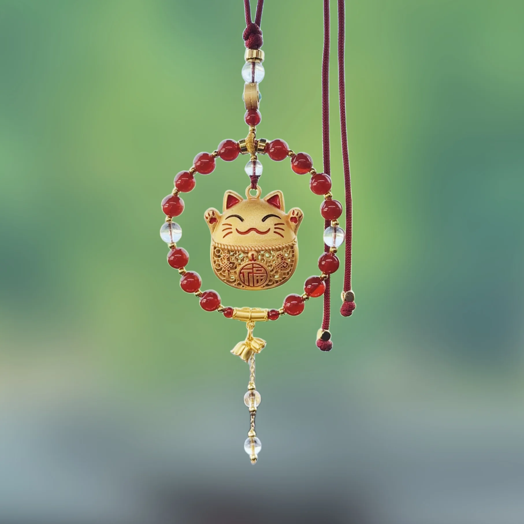 Chinese Style Cute Fortune Cat Car Pendant Rearview Mirror Agate Bead Pendant Car Interior Decoration Original Pendant
Chinese Style Cute Fortune Cat Car Pendant Rearview Mirror Agate Bead Pendant Car Interior Decoration Original Pendant
