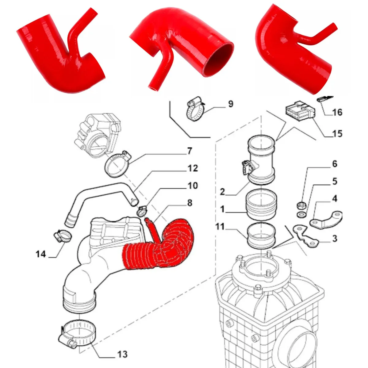 60678022 Silicone Air Intake Hose For ALFA ROMEO 147 156 GTA / GT Coupe 3.2 V6
60678022 Silicone Air Intake Hose For ALFA ROMEO 147 156 GTA / GT Coupe 3.2 V6