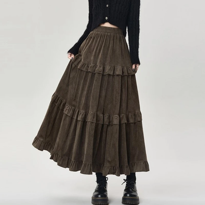 Spring Autumn New Mid Long Skirts Korean Vintage Female Elastic Waist High Low Ruffle Pleated Skirts
Spring Autumn New Mid Long Skirts Korean Vintage Female Elastic Waist High Low Ruffle Pleated Skirts