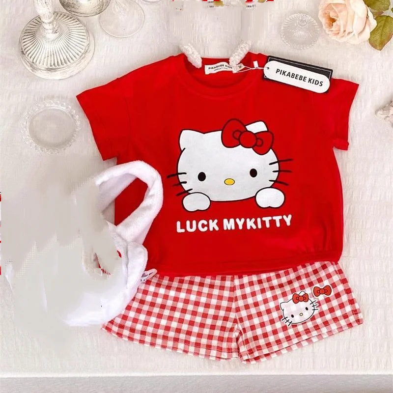 Sanrios Kuromi T-Shirt Kids Summer Cartoon Short-Sleeved Dopamine Color Cinnamoroll Plaid Shorts Sports and Casual Two-Piece Set
Sanrios Kuromi T-Shirt Kids Summer Cartoon Short-Sleeved Dopamine Color Cinnamoroll Plaid Shorts Sports and Casual Two-Piece Set