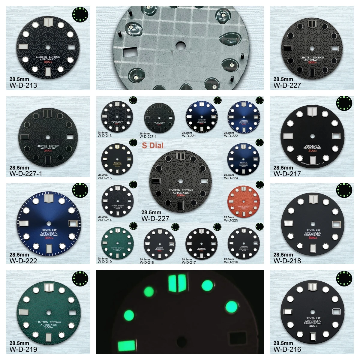 28.5mm High Quality S Logo NH35 Dial SUB/SKX007 DIal Suitable For NH35/NH36 Movement Green Luminous NH35 Accessories
28.5mm High Quality S Logo NH35 Dial SUB/SKX007 DIal Suitable For NH35/NH36 Movement Green Luminous NH35 Accessories 