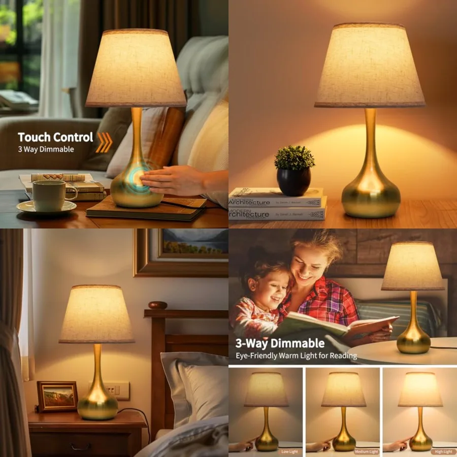 Touch Table Lamp for Bedroom, 3-Way Dimmable Gold Bedside Lamps for Nightstand with Shade, Desk Lamp for Reading, Home Office
Touch Table Lamp for Bedroom, 3-Way Dimmable Gold Bedside Lamps for Nightstand with Shade, Desk Lamp for Reading, Home Office