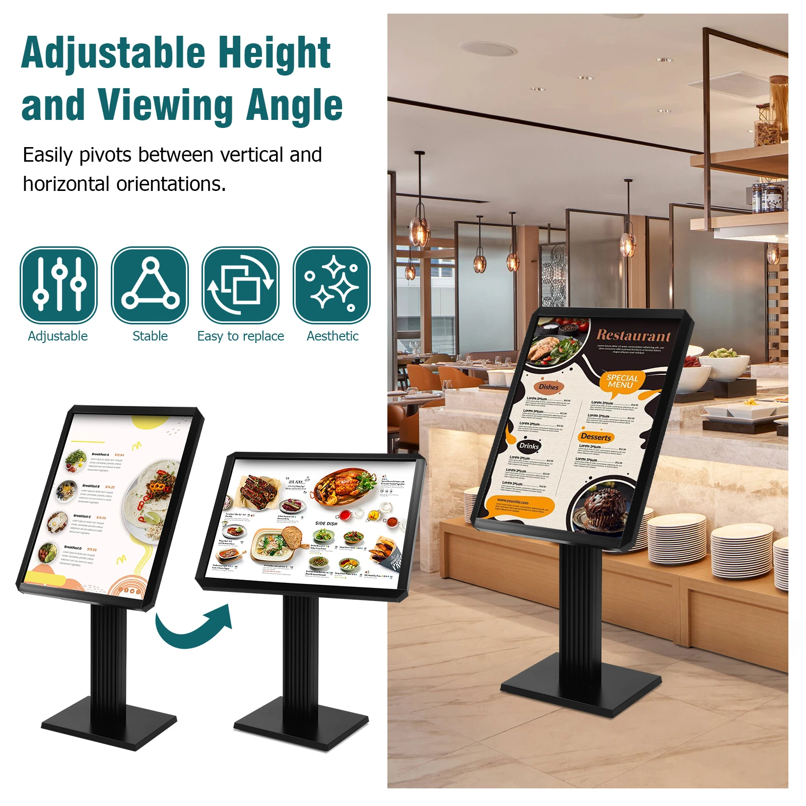 Pedestal Poster Stand 20x27inch/24x31.5inch Pedestal Sign Stand with Snap-Open Frame Display for Malls Schools Restaurants
Pedestal Poster Stand 20x27inch/24x31.5inch Pedestal Sign Stand with Snap-Open Frame Display for Malls Schools Restaurants