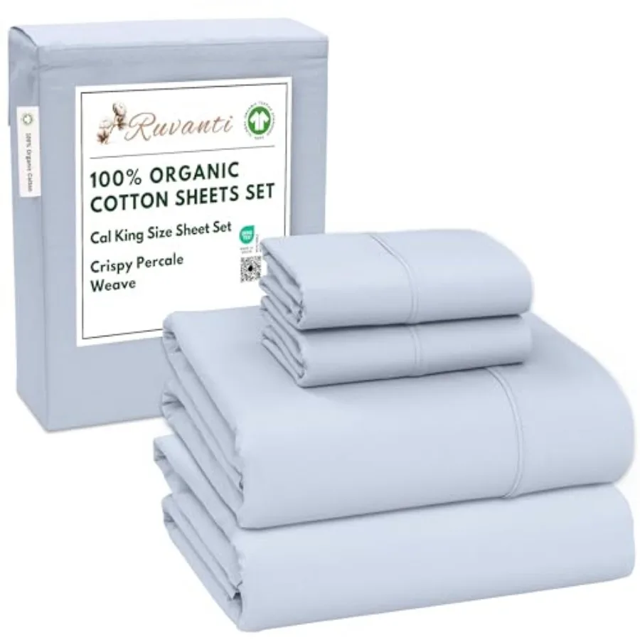 100% Cotton Organic Sheets Size, Percale Weave, GOTS Certified, 4-Piece Bedding Set, Deep Pocket 13", Soft and Durable
100% Cotton Organic Sheets Size, Percale Weave, GOTS Certified, 4-Piece Bedding Set, Deep Pocket 13", Soft and Durable