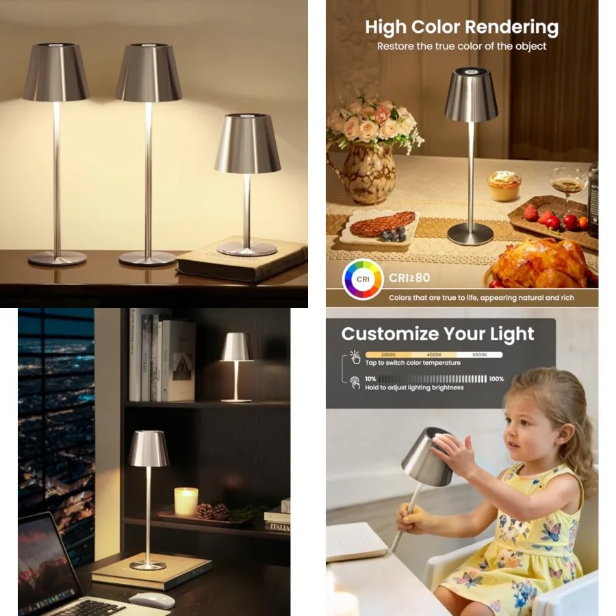Cordless Table Lamp, Portable Battery Operated Lamp with 3 Color Temps and Stepless Dimming, Rechargeable Table Lamp for Dinner
Cordless Table Lamp, Portable Battery Operated Lamp with 3 Color Temps and Stepless Dimming, Rechargeable Table Lamp for Dinner