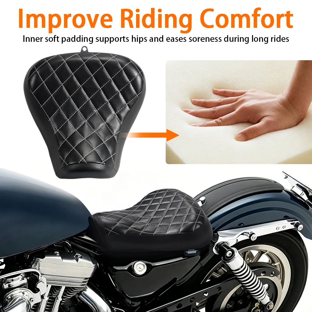 For Harley Sportster XL883 XL1200 XL72 XL48 Custom 1983 - 2003 Motorcycle Cushion Diamond Stitch Bobber Solo Driver Seat Saddle
For Harley Sportster XL883 XL1200 XL72 XL48 Custom 1983 - 2003 Motorcycle Cushion Diamond Stitch Bobber Solo Driver Seat Saddle