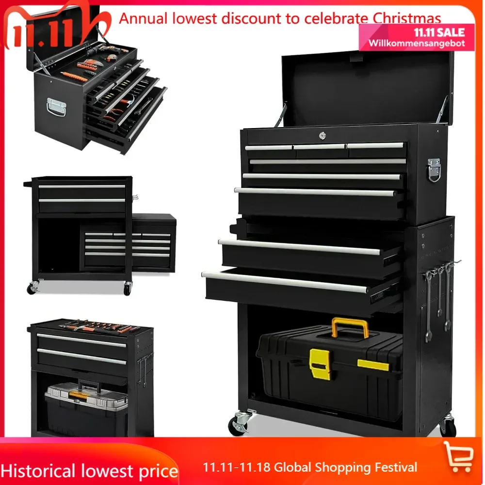 8-Drawer Rolling Tool Chest,DetachableTool Cabinet with Lock,Metal Tool Chest with Armrests,Large Capacity with Hook,Lockable Wh
8-Drawer Rolling Tool Chest,DetachableTool Cabinet with Lock,Metal Tool Chest with Armrests,Large Capacity with Hook,Lockable Wh