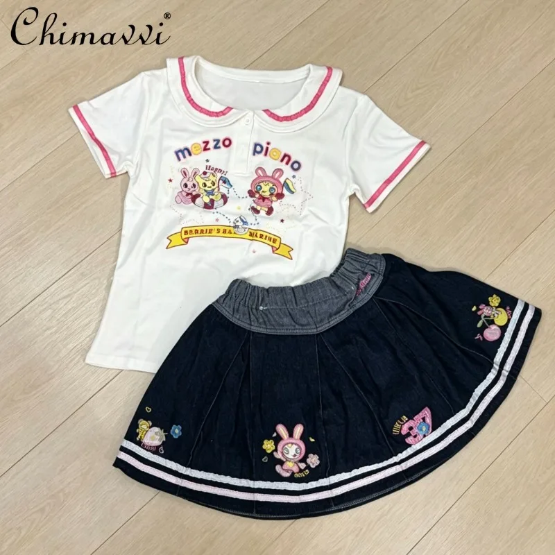 Japanese Style Cute Piano Rabbit Skirt Set New Summer Sweet Girl Doll Collar Embroidered T-shirt and Skirt Y2k Two-piece Outfit
Japanese Style Cute Piano Rabbit Skirt Set New Summer Sweet Girl Doll Collar Embroidered T-shirt and Skirt Y2k Two-piece Outfit