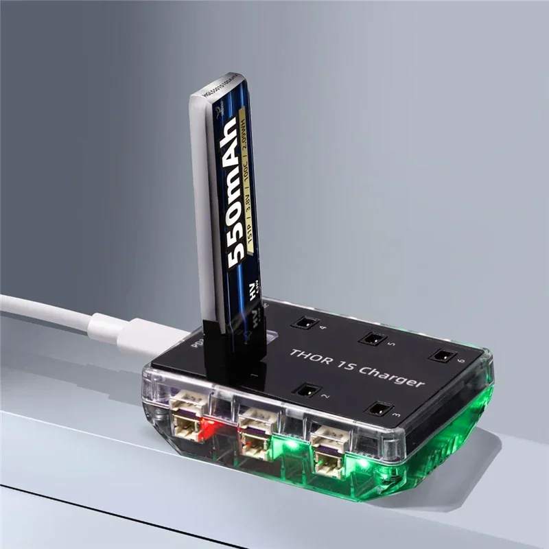 HGLRC Thor 1S Charger V2 6 Port Max 65W for PH2.0 MX2.0 A30 BT2.0 Plug 4.2V 4.35V LIHV 1S LiPo Battery
HGLRC Thor 1S Charger V2 6 Port Max 65W for PH2.0 MX2.0 A30 BT2.0 Plug 4.2V 4.35V LIHV 1S LiPo Battery